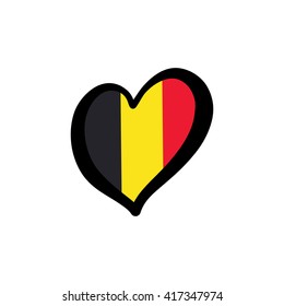 Belgium Vector Flag Inside Heart. Shape Graphic Element Illustration Template Design.