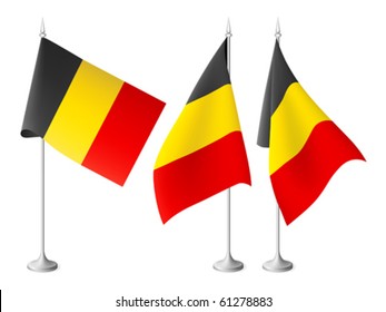 Belgium vector flags with a metal stand