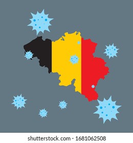Belgium-Vektorillustration-Grafikkarte und Corona-Virus