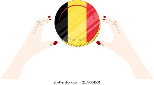 Belgien, handgezeichnete Vektorflagge, EUR