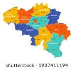 Belgium vector map. High detailed illustration with borders and cities
