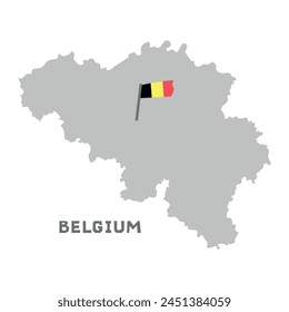 Belgium vector map illustration, country map silhouette with the flag inside. Map of the Belgium with the national flag isolated on white background