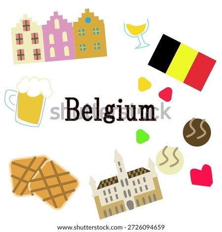 Belgium Vector Set: Beer, Waffles, Chocolate, and Buildings