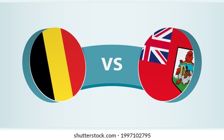 Belgium versus Bermuda, team sports competition concept. Round flag of countries.