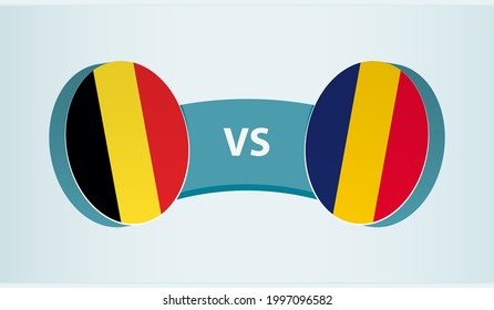 Belgium versus Chad, team sports competition concept. Round flag of countries.