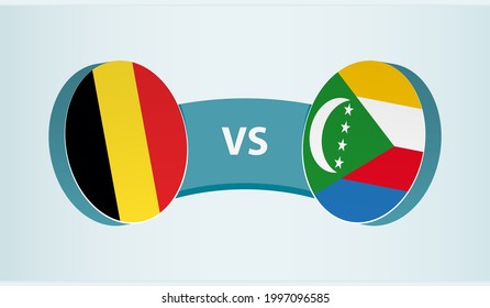 Belgium versus Comoros, team sports competition concept. Round flag of countries.