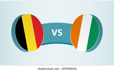 Belgium versus Ivory Coast, team sports competition concept. Round flag of countries.