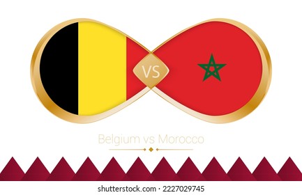 Belgium versus Morocco golden icon for Football 2022 match. Vector illustration.