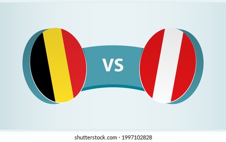 Belgium versus Peru, team sports competition concept. Round flag of countries.