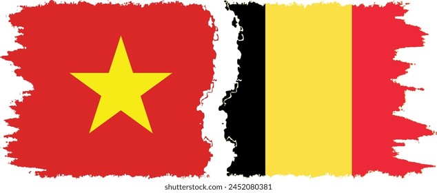 Belgium and Vietnam grunge flags connection, vector