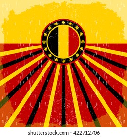 Belgium vintage old poster with Belgian flag colors - card vector design, Belgium holiday decoration