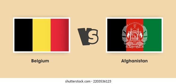 Belgium vs Afghanistan flags placed side by side. Creative stylish national flags of Belgium vs Afghanistan with background