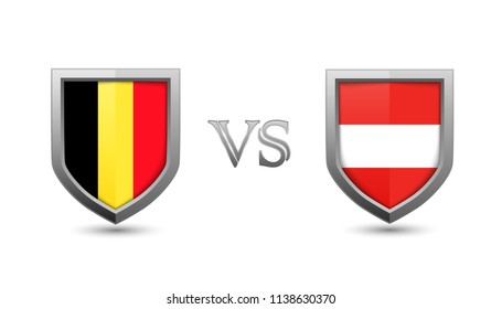 Belgium vs austria flag shield badges for international championship football competition
