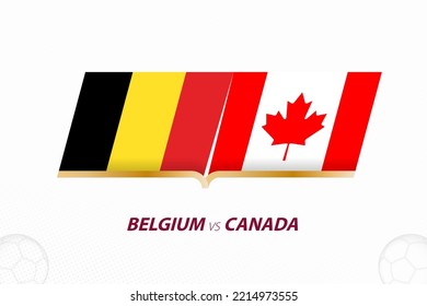 Belgium vs Canada in Football Competition, Group A. Versus icon on Football background. Sport vector icon.