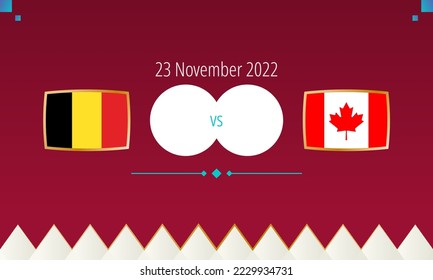 Belgium vs Canada football match, international soccer competition 2022. Versus icon.