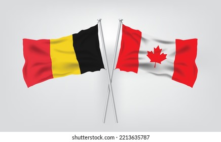 Belgium vs Canada world Football 2022, World Football Competition championship match country flags. vector illustration EPS.