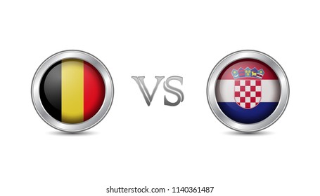 Belgium vs croatia flag concept in metal circle badges for international championship football competition  