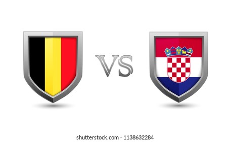 Belgium vs Croatia flag shield badges for international championship football competition