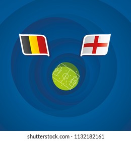 Belgium vs England flags abstract soccer stadium background
