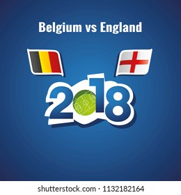 Belgium vs England flags soccer blue background