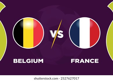 Bélgica vs Francia Concepto de partido de fútbol. Ilustración vectorial del diseño.
Partido de fútbol BEL VS FRA.