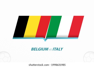 Belgium vs Italy in Football Competition, Quarter-finals. Versus icon on Football background. Sport vector icon.