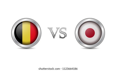 Belgium vs japan flag circle badges championship football competition concept