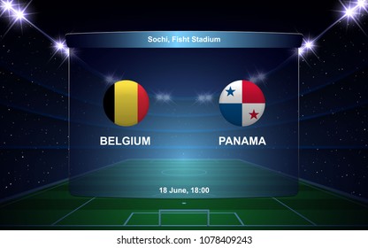 Belgium vs Panama, football scoreboard broadcast graphic soccer template
