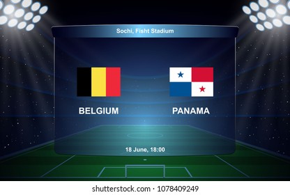 Belgium vs Panama, football scoreboard broadcast graphic soccer template