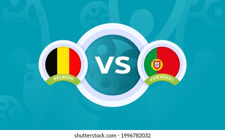 belgium vs portugal match vector illustration Football euro 2020 championship 