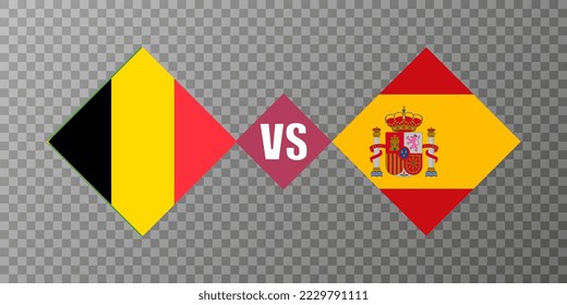 Belgium vs Spain flag concept. Vector illustration.