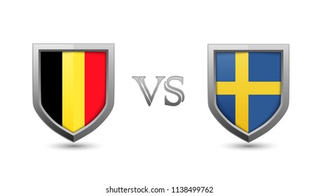 Belgium vs sweden flag shield badges for international championship football competition