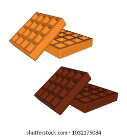 Belgium Waffles Set. Vector 3d Illustration isolated on White Background.