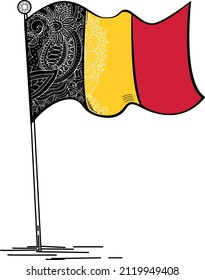 Belgium waving flag with decorative pattern