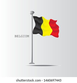Belgium waving flag set of vector illustration. Black yellow an red colors of Belgium wavy realistic flag as a patriotic symbol