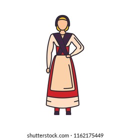 Belgium woman costume icon. Cartoon Belgium woman costume vector icon for web design isolated on white background