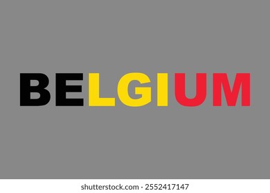 Belgien Wort mit Herzform, Belgien Flagge Vektorgrafik, Belgien Flagge ist ein Symbol der Freiheit, Nationale Belgien Flagge, Vektorgrafik
