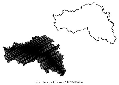 Belgorod Oblast (Russia, Subjects of the Russian Federation, Oblasts of Russia) map vector illustration, scribble sketch Belgorod Oblast map