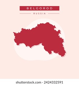 Belgorod Oblast vector map silhouette isolated on white background. High detailed illustration. Russia oblast map illustration. Belgorodskaya oblast map.