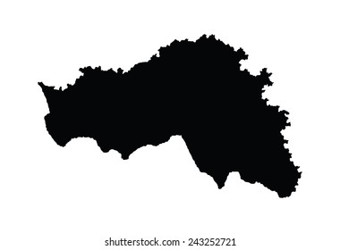 Belgorod Oblast vector map silhouette isolated on white background. High detailed illustration. Russia oblast map illustration. Belgorodskaya oblast map. 