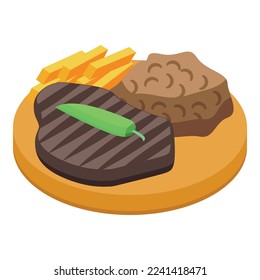 Icono bbq de Belgrado vector isométrico. Viajar en Serbia. País fronterizo