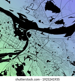 Belgrade - Beograd, Serbia - Urban vector city map with parks, rail and roads, highways, minimalist town plan design poster, city center, downtown, transit network, street blueprint