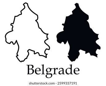 Belgrade city map with black border outline vector