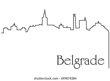 Belgrade city one line drawing background