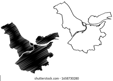 Belgrade City (Republic of Serbia) map vector illustration, scribble sketch City of Belgrade map