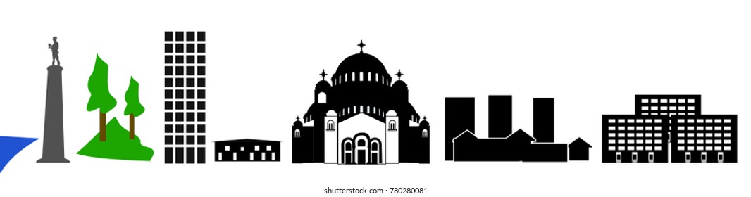 Belgrade landmarks illustration