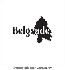 Belgrade map and black lettering design on white background