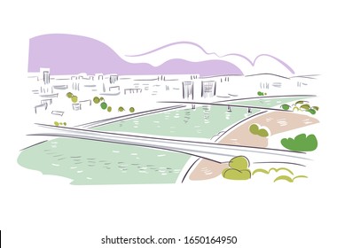 Belgrade Serbia Europe vector sketch city illustration line art