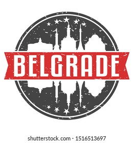 Belgrade Serbia Round Travel Stamp. Icon Skyline City Design. Seal Tourism Badge Illustration.