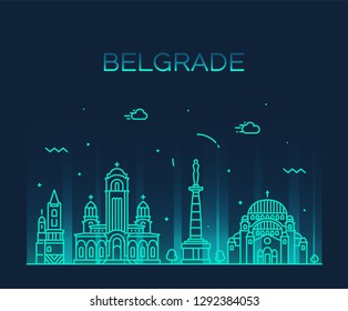 Belgrade, Serbia. Trendy vector illustration, linear style